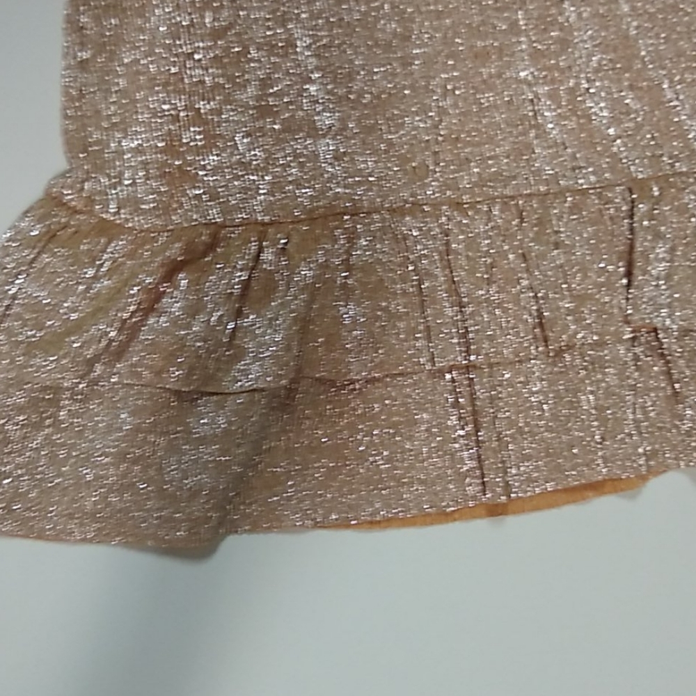 Kate Spade Gold Foil Open Back Ruffle Bottom Dress - Picture 3 of 4
